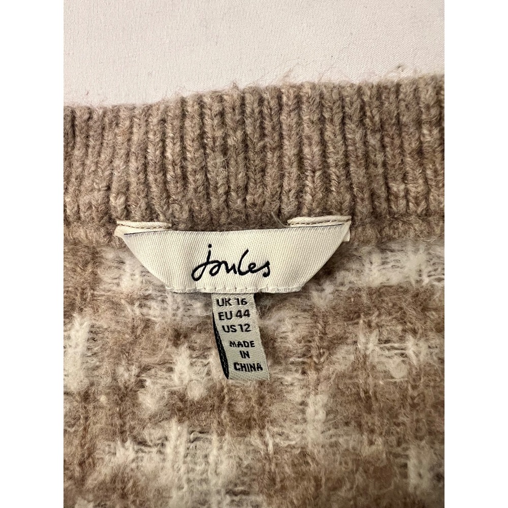 Joules Niamh Leopard Print Wool Blend Crew Neck Sweater Brown Womens Size 12 - Picture 4 of 10